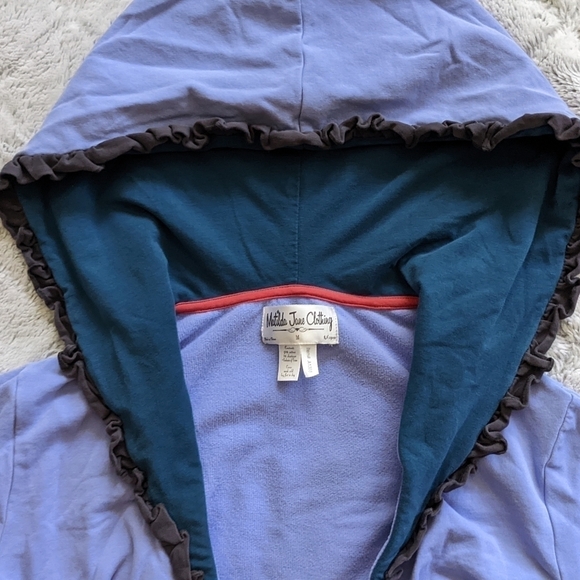 Matilda Jane Women's Medium Nightingale Willow Purple Ruffle Hooded Robe Jacket - Picture 5 of 6